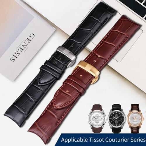 Calfskin Genuine Leather Watch band 22mm 23mm 24mm Suitable for Tissot Couturier T035 Watch Steel Buckle Strap Wrist Bracelet