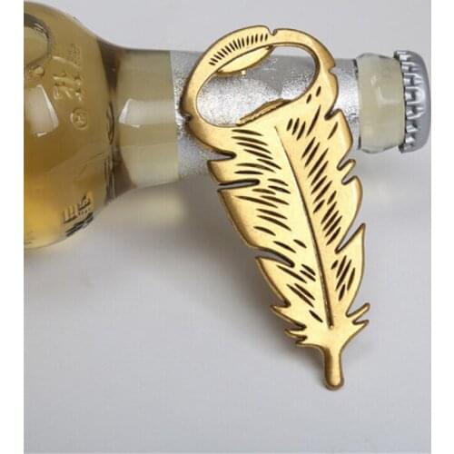 Retro Golden Feathers Shaped Bottle Openers Beer Opener Funny Bar Tool Soda Beer Bottle Cap Opener Beer Gift