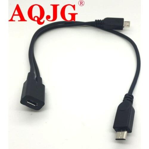 AT 1PCS Micro USB 2.0 Splitter Y 1 Female to 2 Male Data Charge Cable Extension Cord For phone High Quality sync data cable