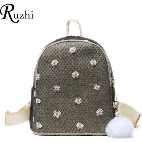 Daisy Shoulders Bag 2021 Spring Woman Backpack Weave Mini Bagpack Sweet Girl School Bags Designer Ladies Bag New Arrivals Bags