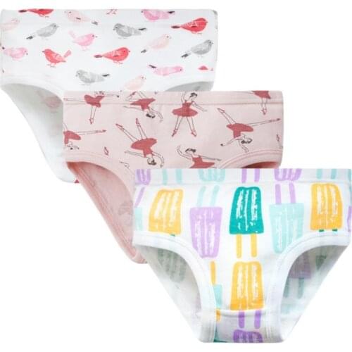 3 Pcs Children Underwear Print Kids Briefs 100% Pure Cotton Fashion Girls Panties Cute Cartoon Girls Panties