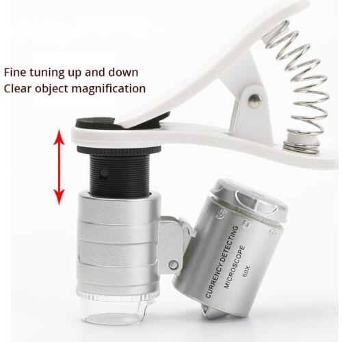 Universal Mobile Phone Pocket Mini Microscope 60X with LED UV lamp and Clip