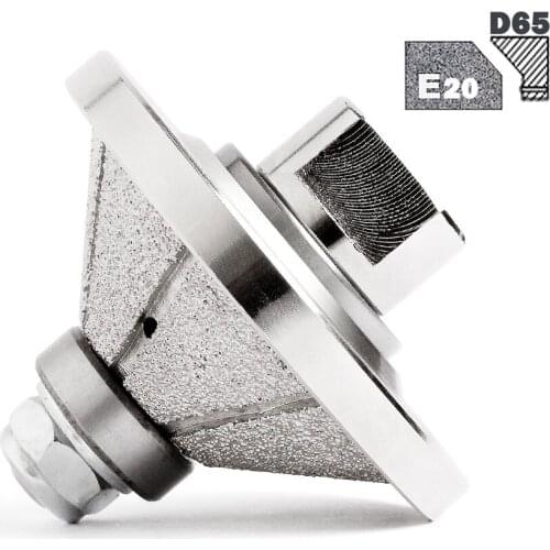 Vaccum Brazed Diamond Hand Edge Profile Wheel E20 D65 M14 & 5/8-11 Thread Hand Shaping Wheel For Granite Marble Stone