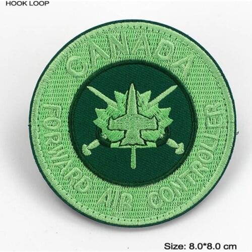 Canada Army Embroidered Patch Stickers Round Airforce Armband Hook Loop Badges Stick on Jacket Backpack DIY Applique