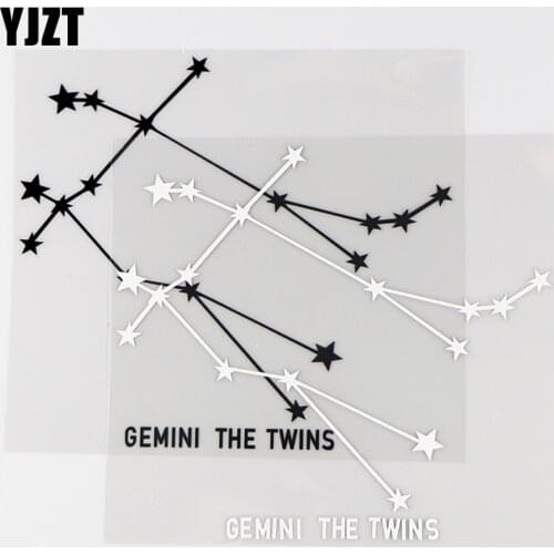 YJZT 14.8×13.5CM Funny Star Vinyl Decals Zodiac Signs Gemini The Twins Car Stickers Black / Silver 10A-0434