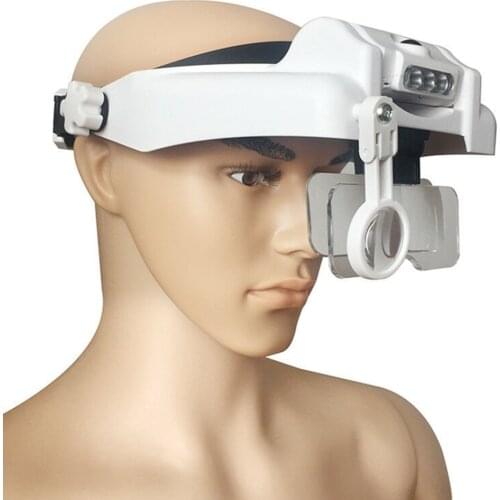 Jewelers Head Headband LED Head Loupe Jeweler Illuminated Repair Magnifier