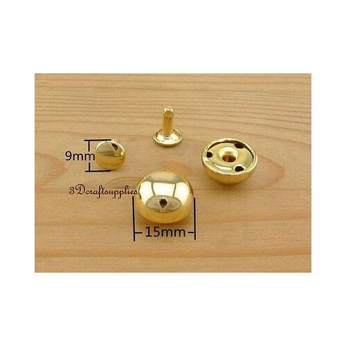 Rivets leather rivet bag clothing shoes dome studs 20 sets 15 mm golden P135