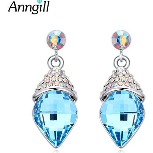 Luxury Elegant Genuine Crystals From Swarovski Earrings For Women Brincos Earings Bijouterie Geometric Dangle Earrings Jewelry