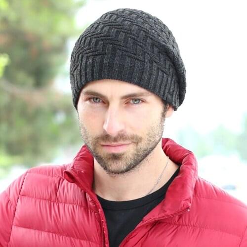 Clearance Brand Mens Winter Fleece Hats Warm Knitted Beanie Wool Caps Ski cap Bonnet Men Skiing Beanies Men Cap