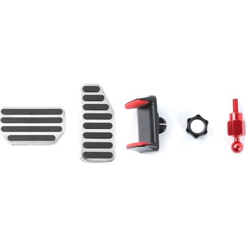 1 Set Gas Accelerator and Brake Pedal Cover Kit & 1Pcs Multi-Functional Phone Holder for Suzuki Jimny 2019-2020