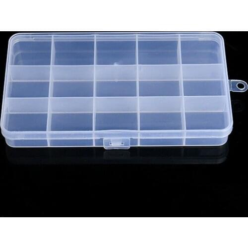 15 Grids Plastic Storage Jewelry Box Compartment Container for Beads earring box for jewelry rectangle Box Case