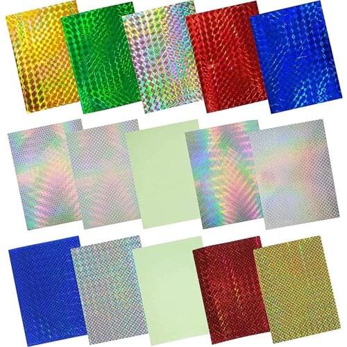 15Pcs Fishing Lure Sticker 7.3x10cm Laser Waterproof Holographic Adhesive Sticker Fishing Lure DIY Fish Skin Fly Tying Stickers