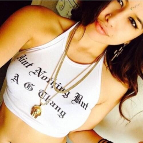 2018 Summer Funny Letter White Cropped Clothes Strapless Bra Crop Top Female Sleeveless Wrapped chest