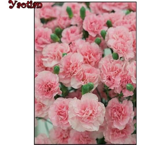 Full square round diamond Embroidey Pink Carnation DIY Diamond Painting Cross-Stitch kits 5 d Diamond Mosaic Mothers Day
