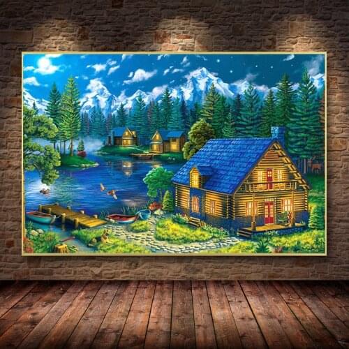 New DIY diamond painting outdoor cottage 5D full round diamond embroidery animal boat mosaic handmade home decoration