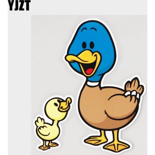 YJZT 11.2CM×14.1CM Conversation Between Baby And Mother Duck PVC Car Sticker 11C-0220