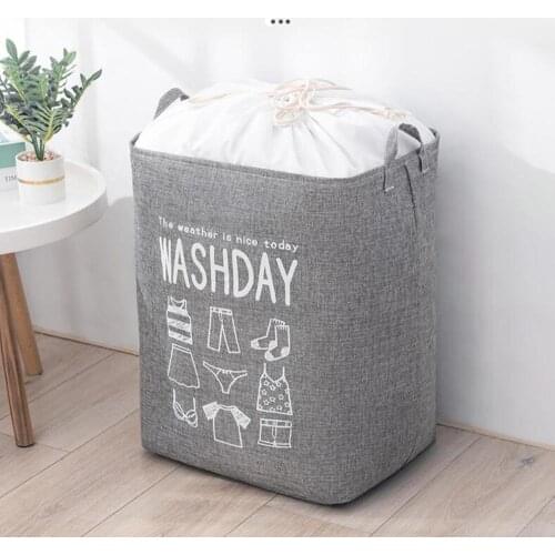 Large Laundry Basket Pop-Up Laundry Hampers Collapsible Clothes Storage Basket, Waterproof Linen Fabric with Drawstring