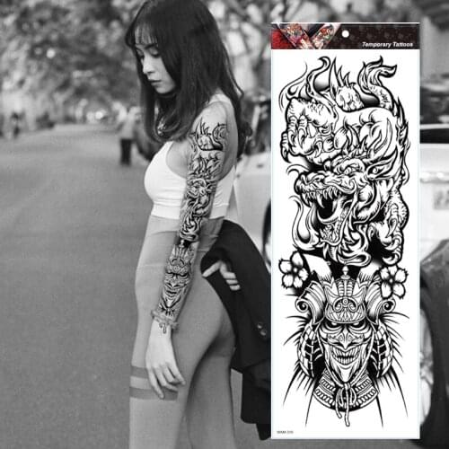 Large Arm Sleeve Tattoo Japanese Prajna Dragon Waterproof Temporary Tatto Sticker God Body Art Full Fake Tatoo Women Men