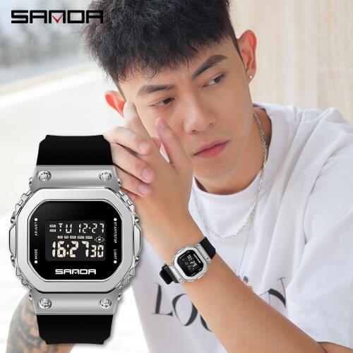 SANDA Ladies Fashion Luxury Watch 50M Waterproof Sports Electronic LED Digital Mens Trendy Casual Ladies Watch Montre Femme
