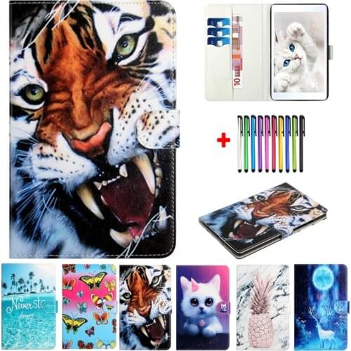 Tiger Funda For Amazon Fire HD 10 Plus 2021 Tablet Kids Cute Wallet Card PU TPU Shell For Fire HD10 HD 10 Cover 2021 + Pen