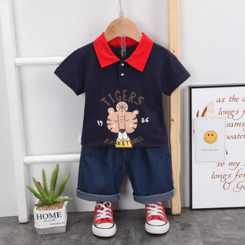Children Cotton Clothes Summer New Baby Boy Short Sleeve Printe Shirts Pants 2Pcs/sets Infant Kids Fashion Toddler Tracksuits