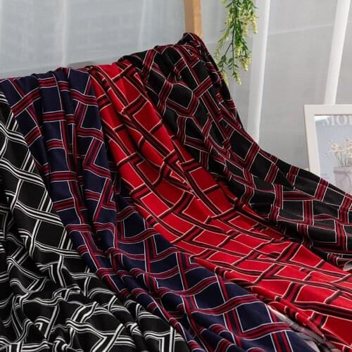 Rhombus Print Stretch Fabric Polyester Lycra Sewing Cloth For Diy Fashion Clothing 45*165 Cm/Piece KA57-3