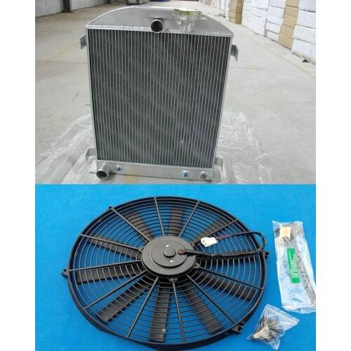 Alloy Aluminum Radiator + Fan 1932 For Ford Chopped engine 32 AT 64MM 3 Core
