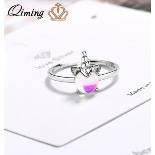 Fashion Exquisite Color Moonstone Unicorn Opening Rings For Women fashion Jewelry Accessories Party Gifts