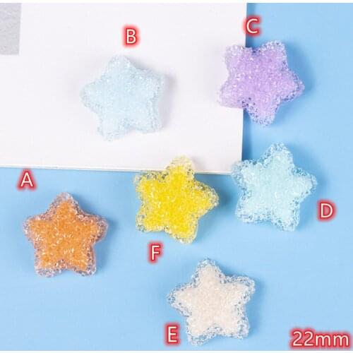 Flatback Resin Stars Resin Cabochons 20pcs Frosting Star Charm Cabochon Kawaii For Hair Clothing Shoes DIY Home Embellishments