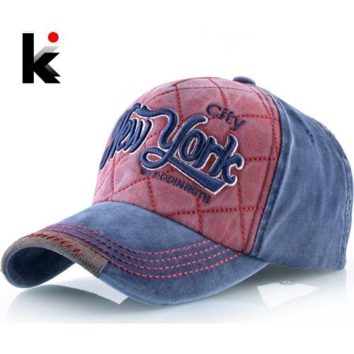 Mens Baseball Cap Embroidery Letter New York Truker Caps Women Adjustable Washed Denim Baseball Hat Snapback Hip Hop Gorras