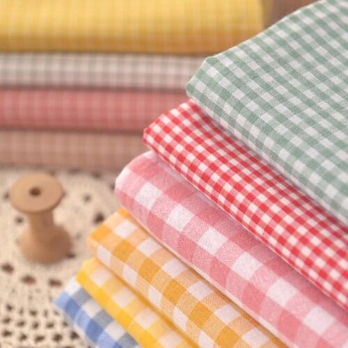 Plaid Cotton Fabric Thin 100% Cotton Cloth For Spring Shirt Top Dress Scarf Baby Clothing Material