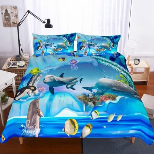 3D Duvet Cover Pillowcases Bedding Set Au Queen King Size Bedroom Dropshipping Gifts for Childrens Cartoon Animal sharks