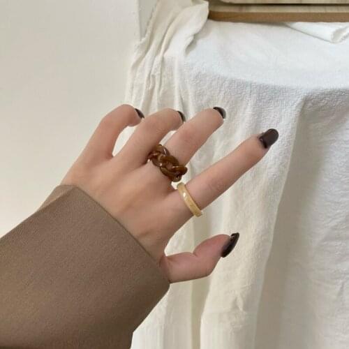 Retro temperament ring two-piece chain design acetate ring trendy