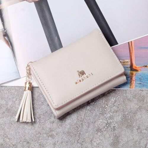 Fashion PU Leather Short Women Wallet Hasp Tassel Small Women Wallets Card Bag With Coin Purse Pockets Credit Holders