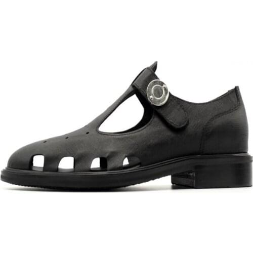 High top summer retro shoes for men fashion men sandals buckle genuine leather men sandals