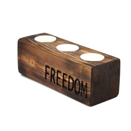 Turcowood Freedom lazer Scraping Natural Wooden Candle Holder