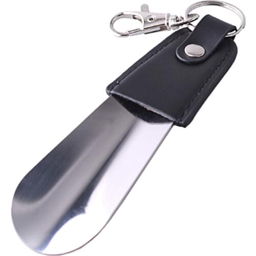 Slip Portable Mini Leather Key Ring Sturdy Stainless Steel Seniors Spoon Shoe Horn