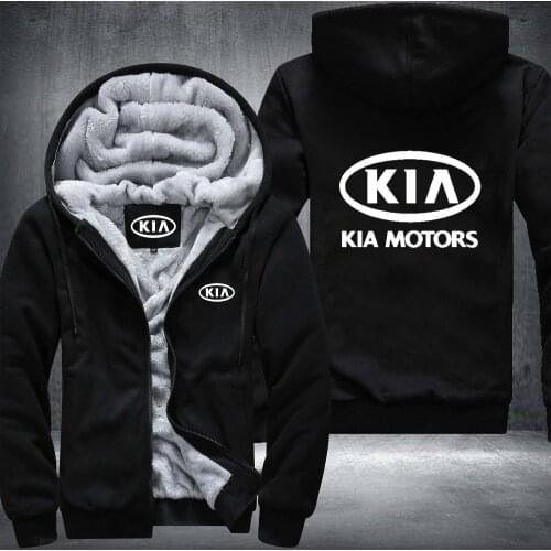 New Winter Male Fashion Hoodies Warm KAI Motors Logo Jacket Sweatshirt Thicken Wool High Street Coat Zipper Hip Hop Loose Tops