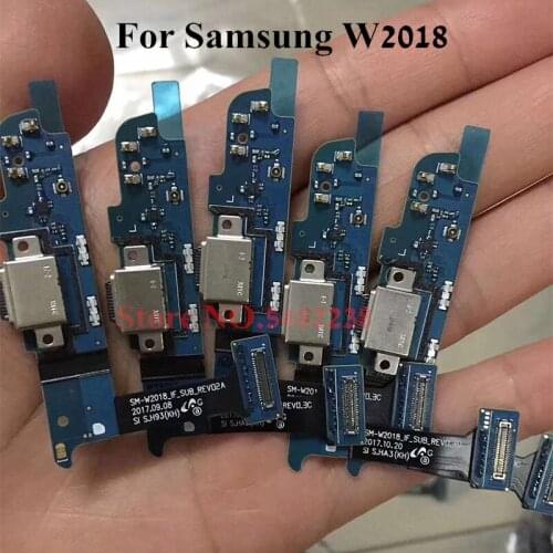 Original USB Charging Dock Port Flex cable For Samsung W2018 SM-2018 Chaeger plug board with microphone connector Replacement