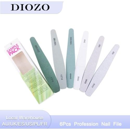 DIOZO 6Pcs Profession Nail File Cuticle Remover Buffer Sanding Files Durable Buffing Manicure Nail Tools