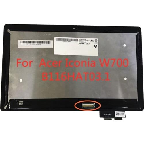 Original For Acer Iconia W700 touch screen panel digitizer glass + LCD display assembly B116HAT03.1 B116HAN03.0 30pin screen