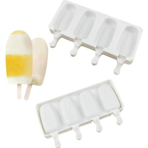 4 Cell Big Size Silicone Ice Cream Mold Popsicle Molds DIY Homemade Dessert Freezer Fruit Juice Ice Pop Maker Mould Wholesale
