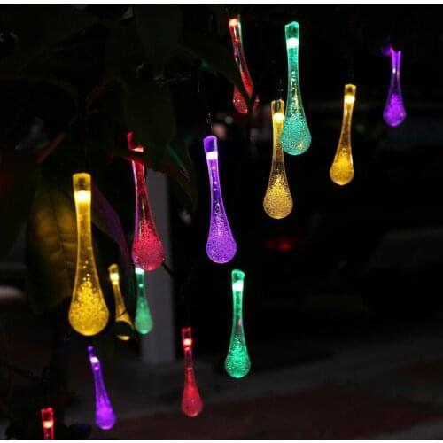 Solar Energy Lamp String Outdoor Christmas Decoration Color Lamp Droplet Shape