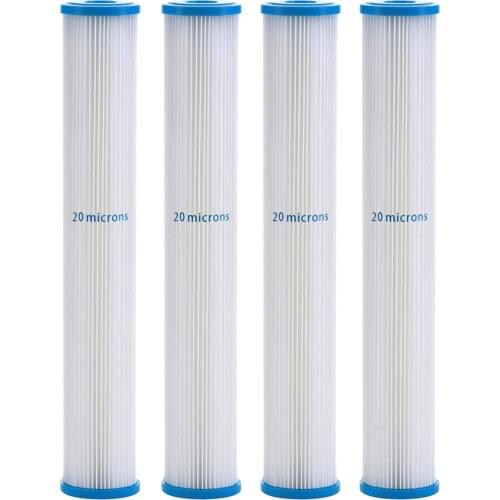 4 PACK 20µm Pleated Washable Sediment Water Filter Whole House 20"x2.5"