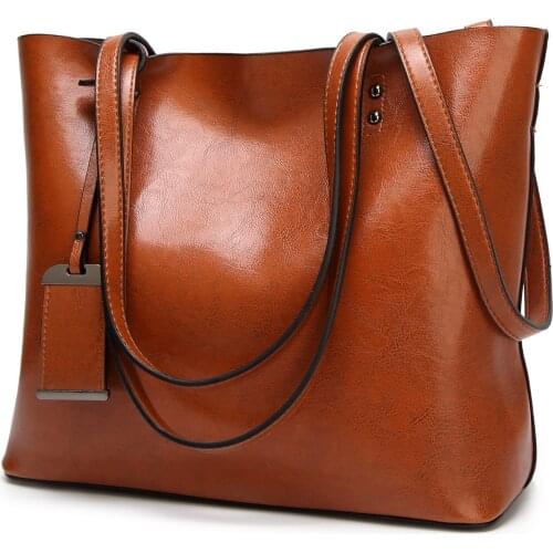 Waxing Leather bucket bag Simple Double strap handbag shoulder bags For Women 2020 All-Purpose Shopping tote sac bolsa feminina