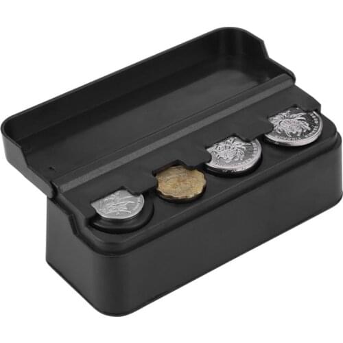 Universal Car Interior Plastic Coin Case Storage Box Holder Change Container Organizer Black Car Accessories