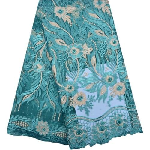 Green African Lace Fabric 2018 Embroidered Nigerian Beaded Laces Fabric High Quality French Tulle Lace Fabric For Women 1248