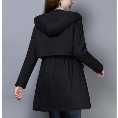 2021Spring Autumn Womens Trench Coat Adjustable waist Slim Lady Long Zipper Outwear Casual Pocket Lining Female Windbreaker