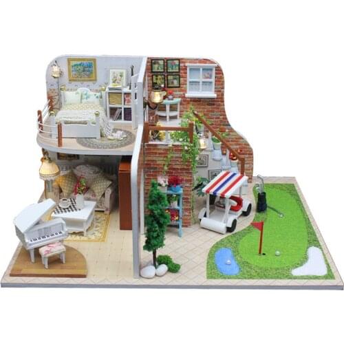 Famous Diy Doll House Architecture 2 Type Miniature House 3D Model Building Blocks Toys for The Children JHZQW074
