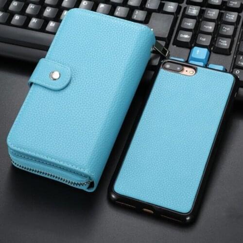 10pcs Detachable Zipper Flip Leather Wallet Case For iPhone XS MAX XR 6 6S 7 Plus 8 X Multifunction Handbag Case Cover